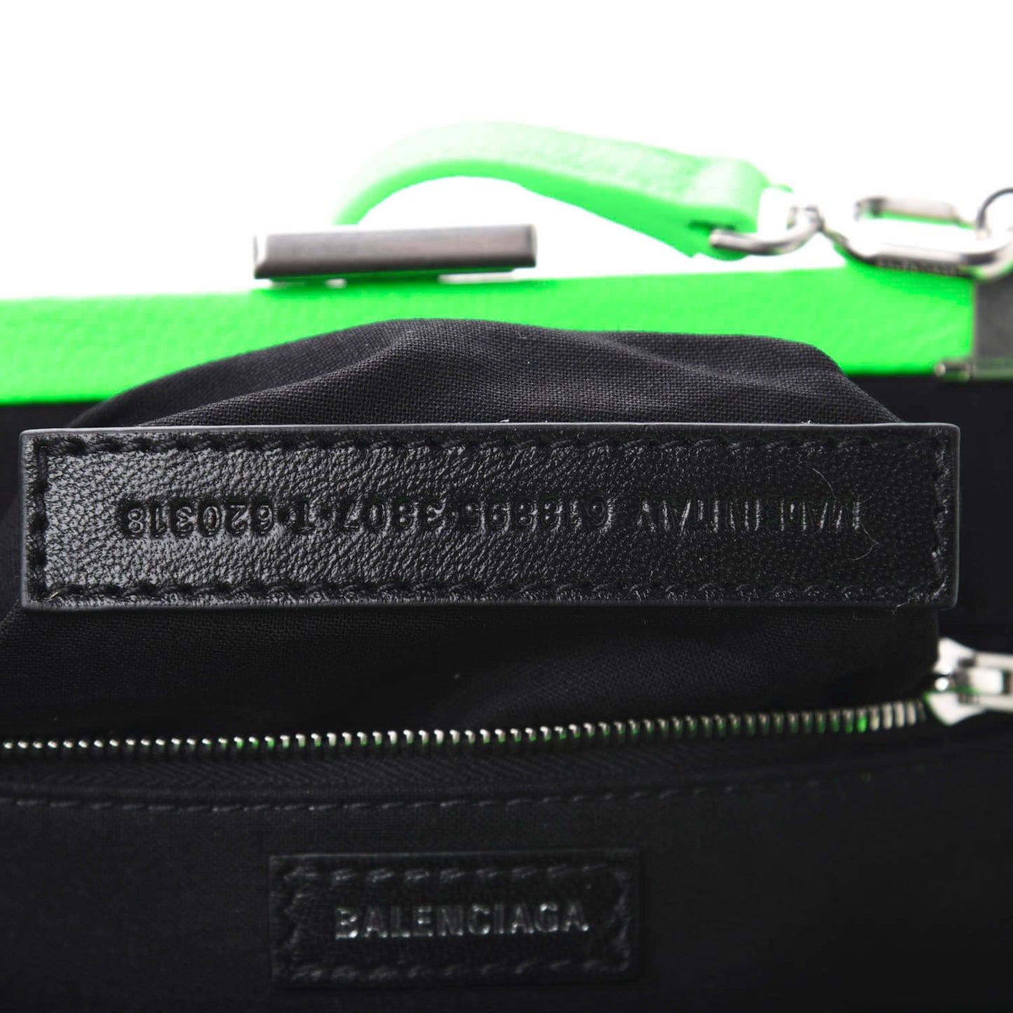 Grained Calfskin Logo Cloud Clutch XS Fluo Green