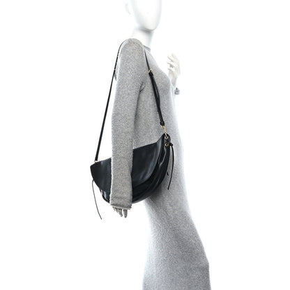 Celine Shiny Lambskin Soft Triomphe Half Moon Bag Black 2 of 10