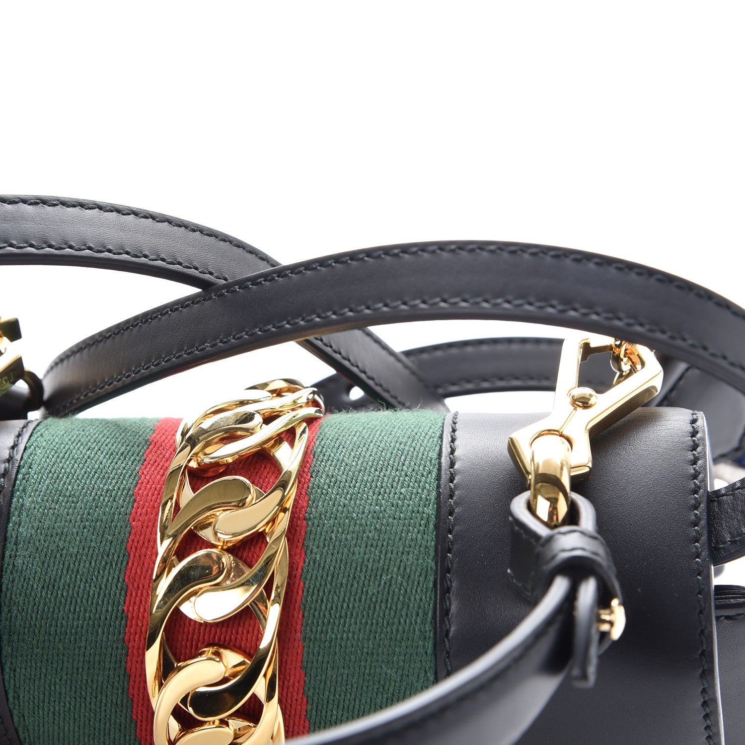 Gucci Calfskin Mini Sylvie Top Handle Bag Black 10 of 11