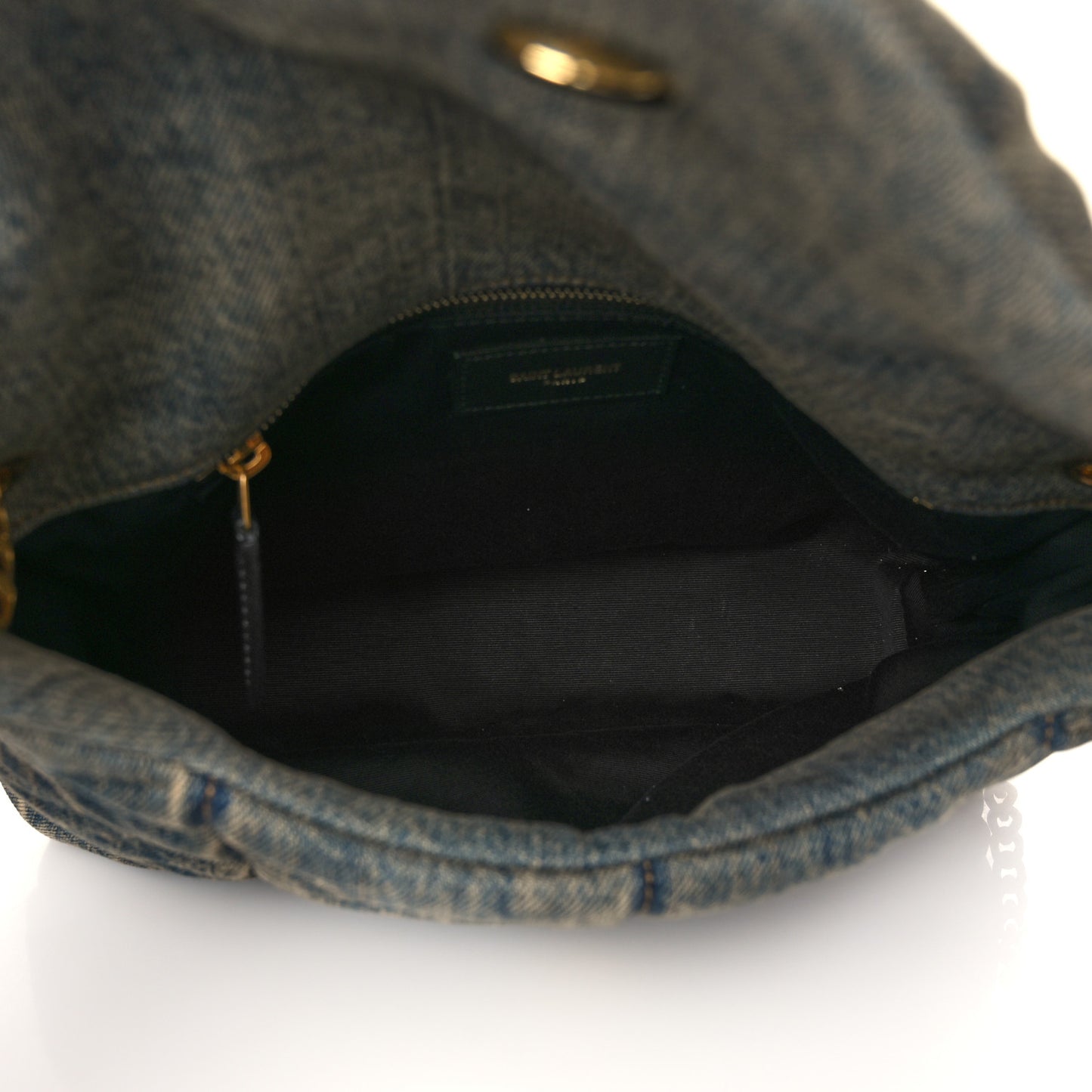 Denim Quilted Small Loulou Puffer Monogram Chain Satchel Rodeo Blue