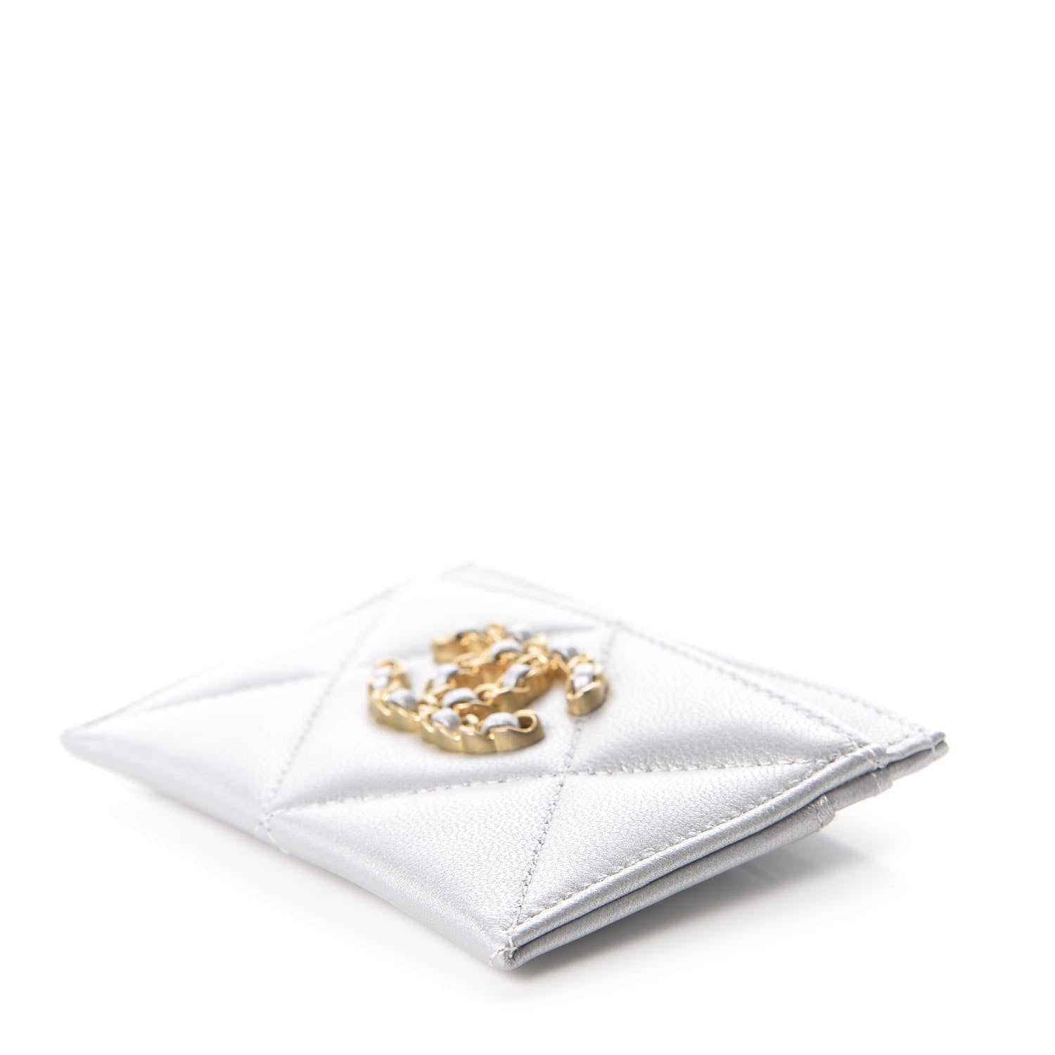 Chanel Metallic Goatskin Quilted 19 Card Holder Silver 7 of 10