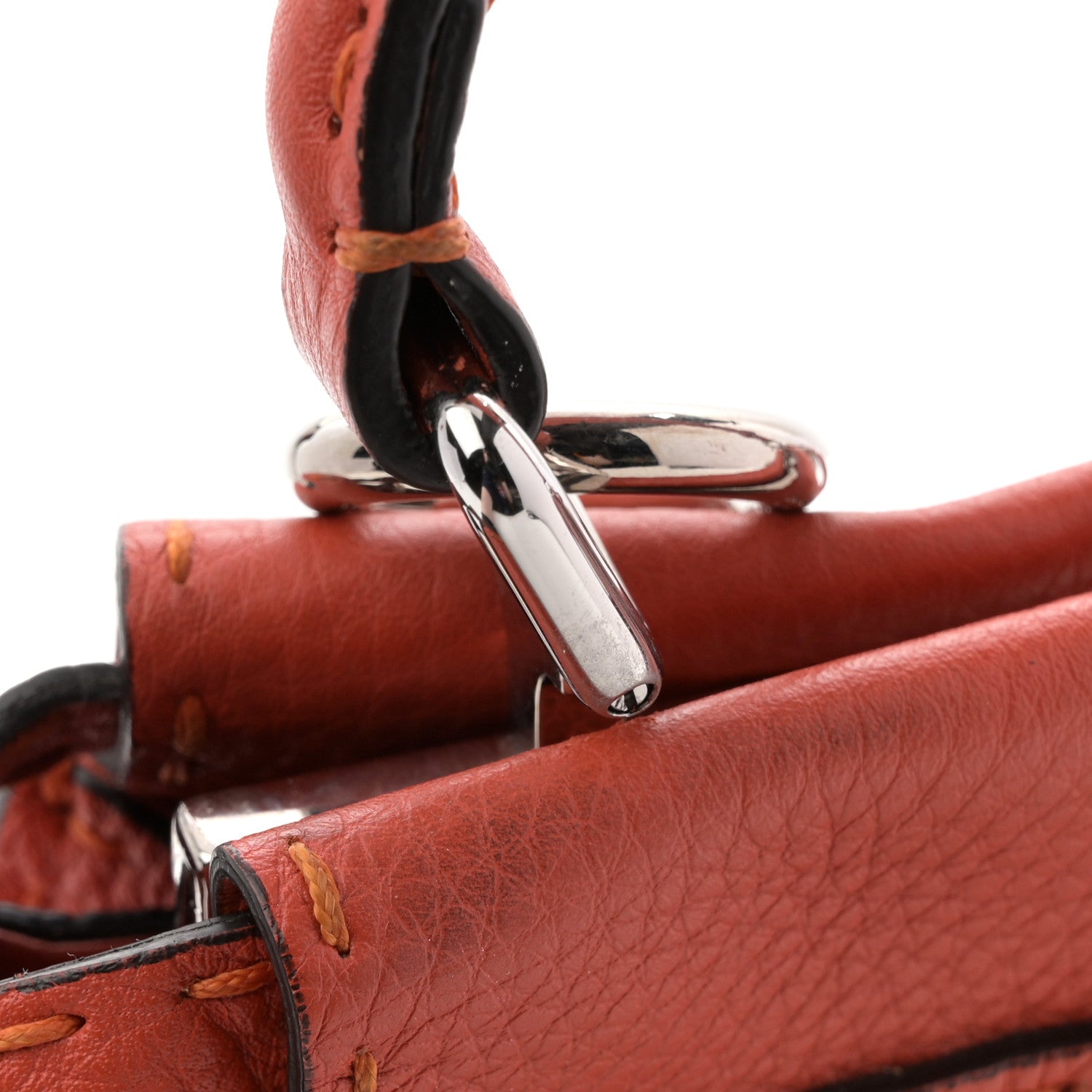 Fendi Cuoio Romano Selleria Mini Peekaboo Iconic Satchel Dark Orange 12 of 12