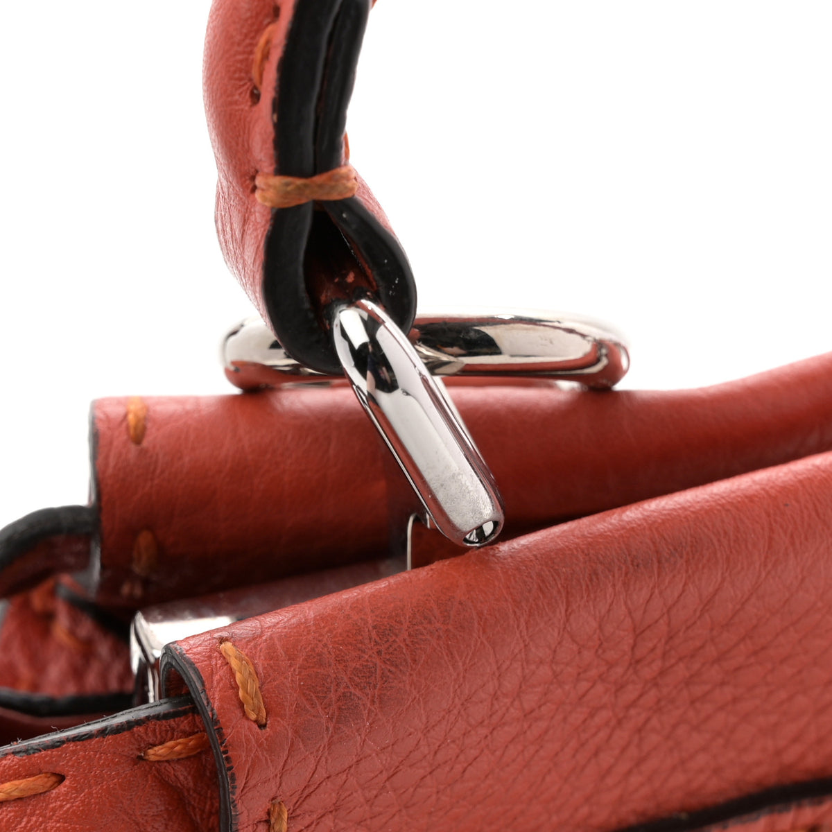 Cuoio Romano Selleria Mini Peekaboo Iconic Satchel Dark Orange