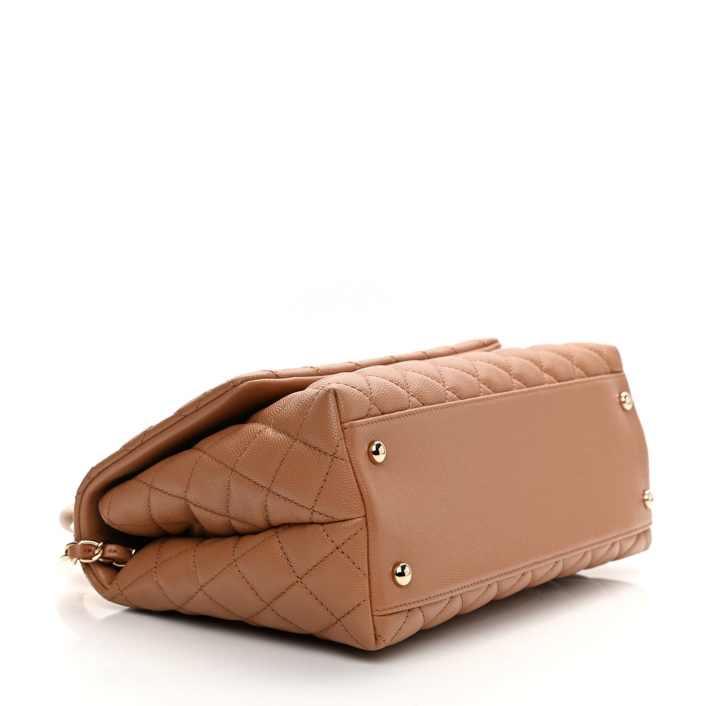 Caviar Quilted Small Coco Handle Flap Brown