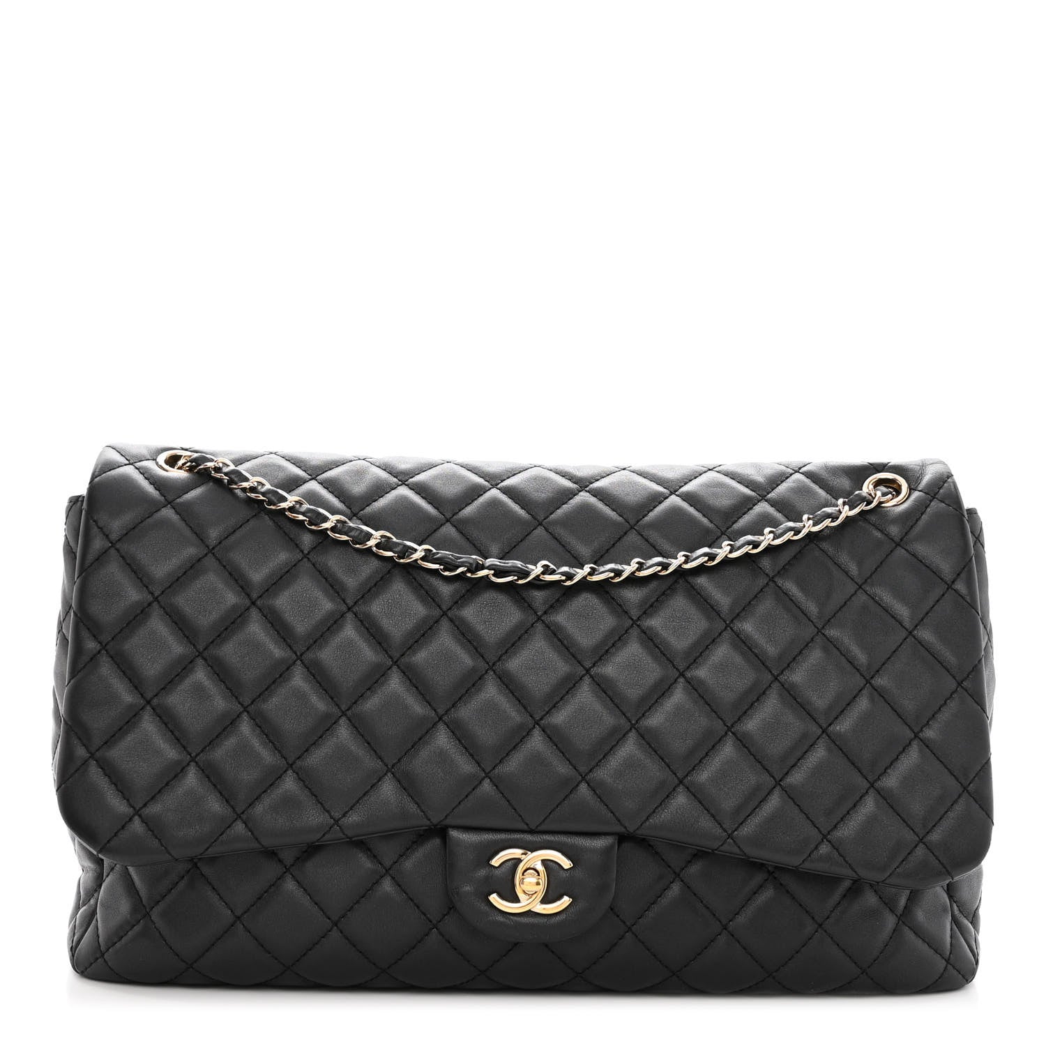 Chanel Metallized Calfskin Quilted Small XXL Travel Flap Bag Black 1 of 10