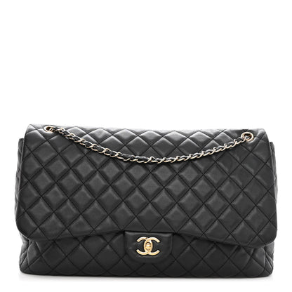 Chanel Metallized Calfskin Quilted Small XXL Travel Flap Bag Black 1 of 10