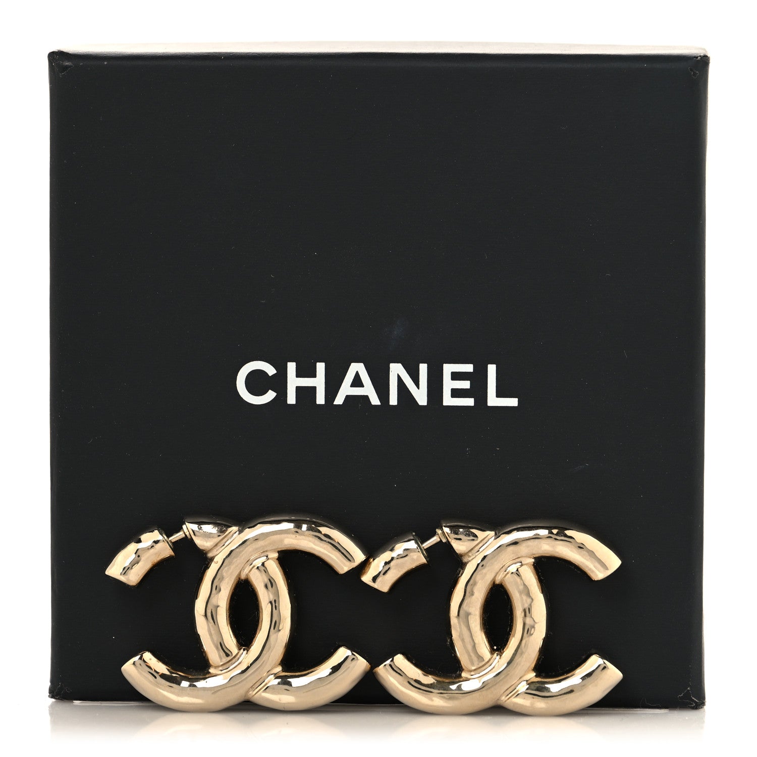 Chanel Metal Large CC Earrings Light Gold 5 of 5