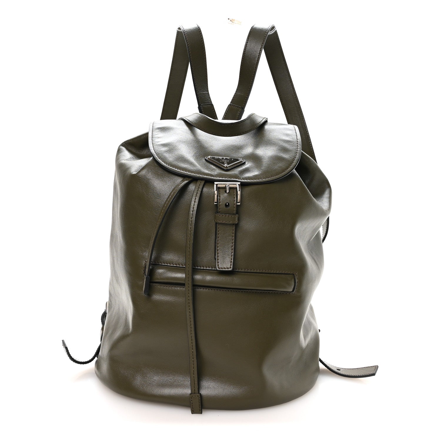 Prada Soft Calf Cinch Backpack Militare 1 of 10