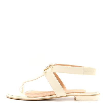 Chanel Lambskin Chain CC Thong Sandals 39 Ivory 1 of 10