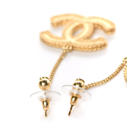 Chanel CC Drop Earrings Matte Gold 3 of 6