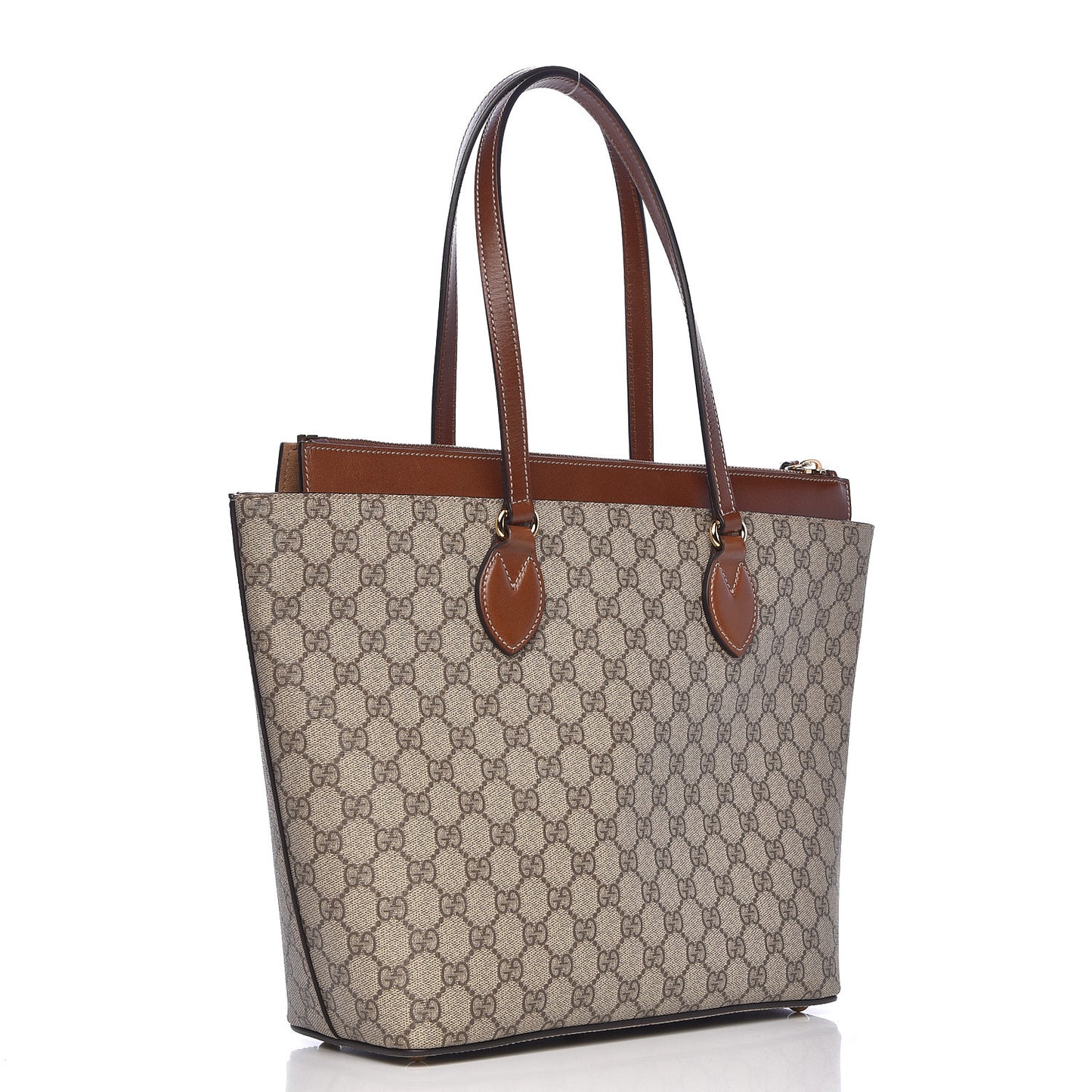 GG Supreme Monogram Medium Zippered Bucket Tote Beige Tuscany