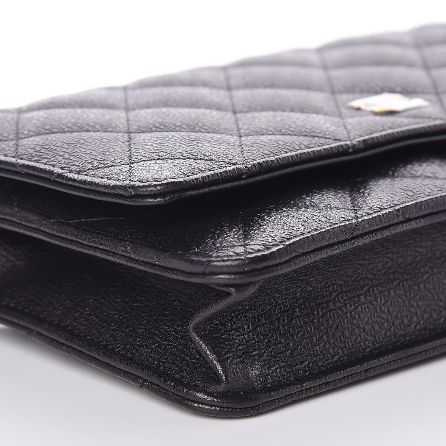 Chanel Letter Calfskin Embossed Quilted Wallet On Chain WOC Black 8 of 9