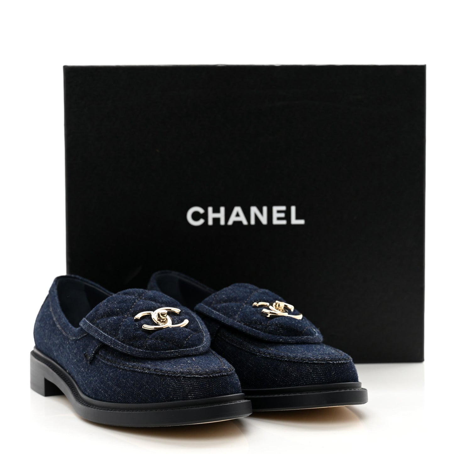 Denim CC Turnlock Loafers 39 Dark Blue