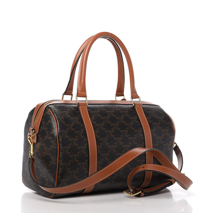 Celine Triomphe Canvas Calfskin Boston Bag Tan 3 of 9