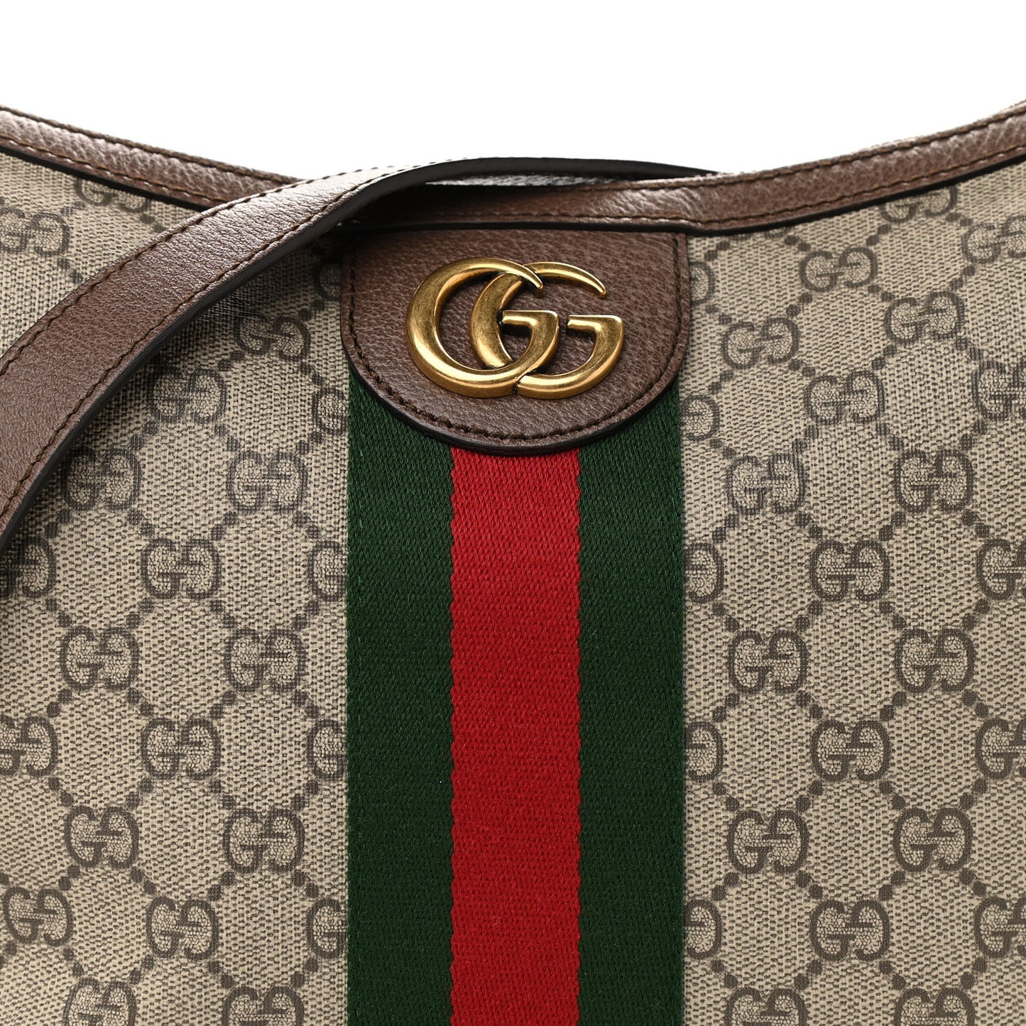 GG Supreme Monogram Web Small Ophidia Half Moon Hobo Brown