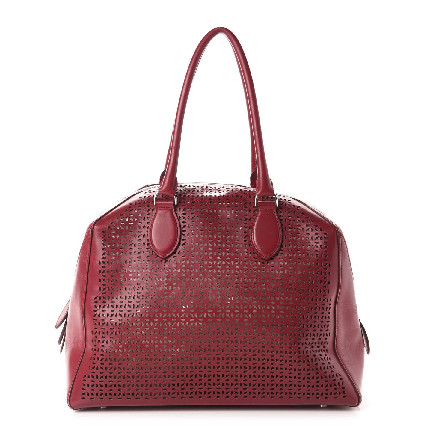 Calfskin Lux Laser Cut Tote Red
