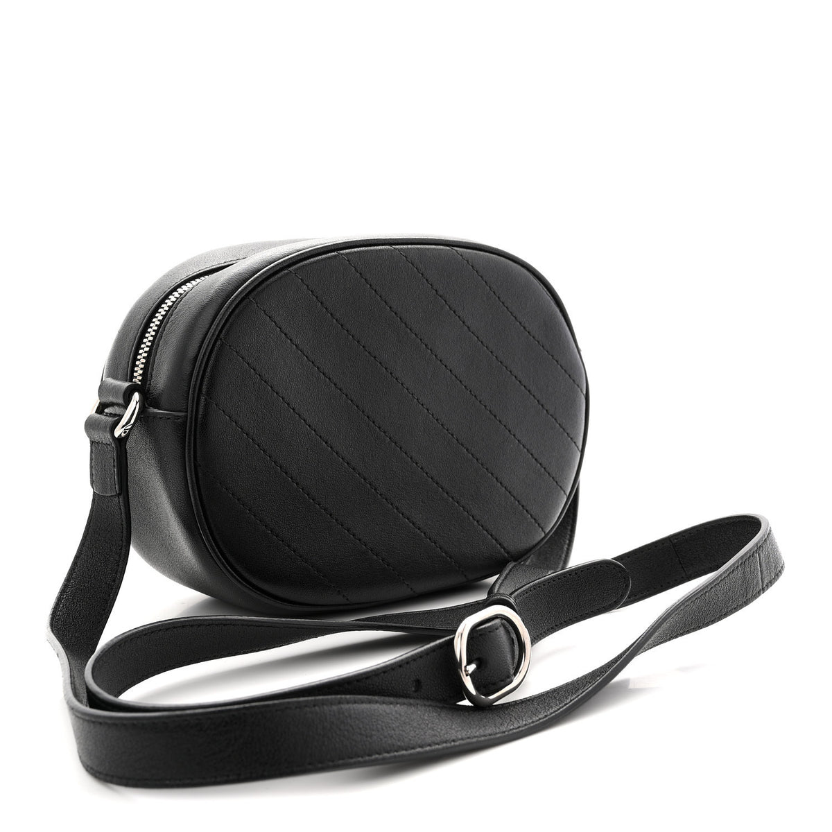 Sakai Be Green Calfskin Diagonal Stitched Mini Blondie Shoulder Bag Black