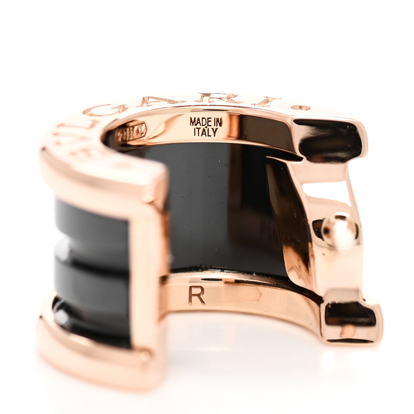 18K Rose Gold Black Ceramic B.Zero1 Hoop Earrings