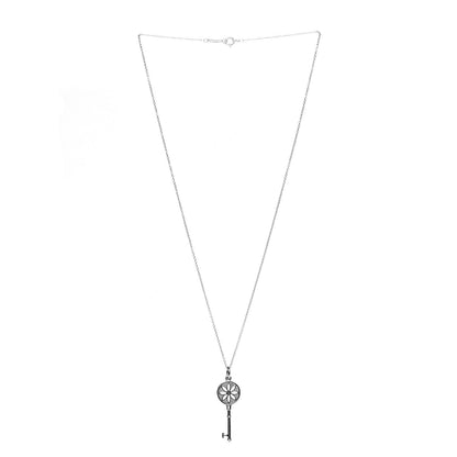 Tiffany Sterling Silver Diamond Small Daisy Key Pendant Necklace 3 of 9