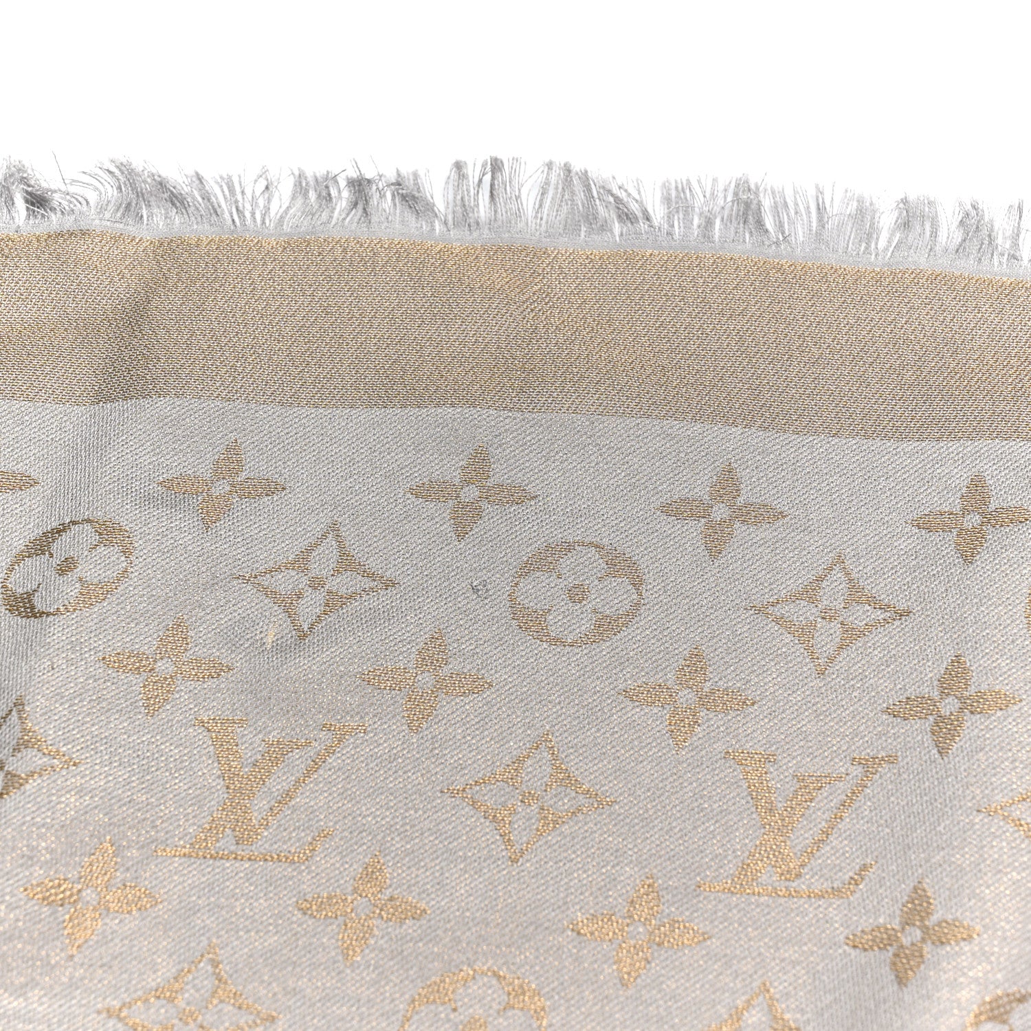 Louis Vuitton Silk Lurex Wool Monogram Shine Shawl Greige 5 of 5