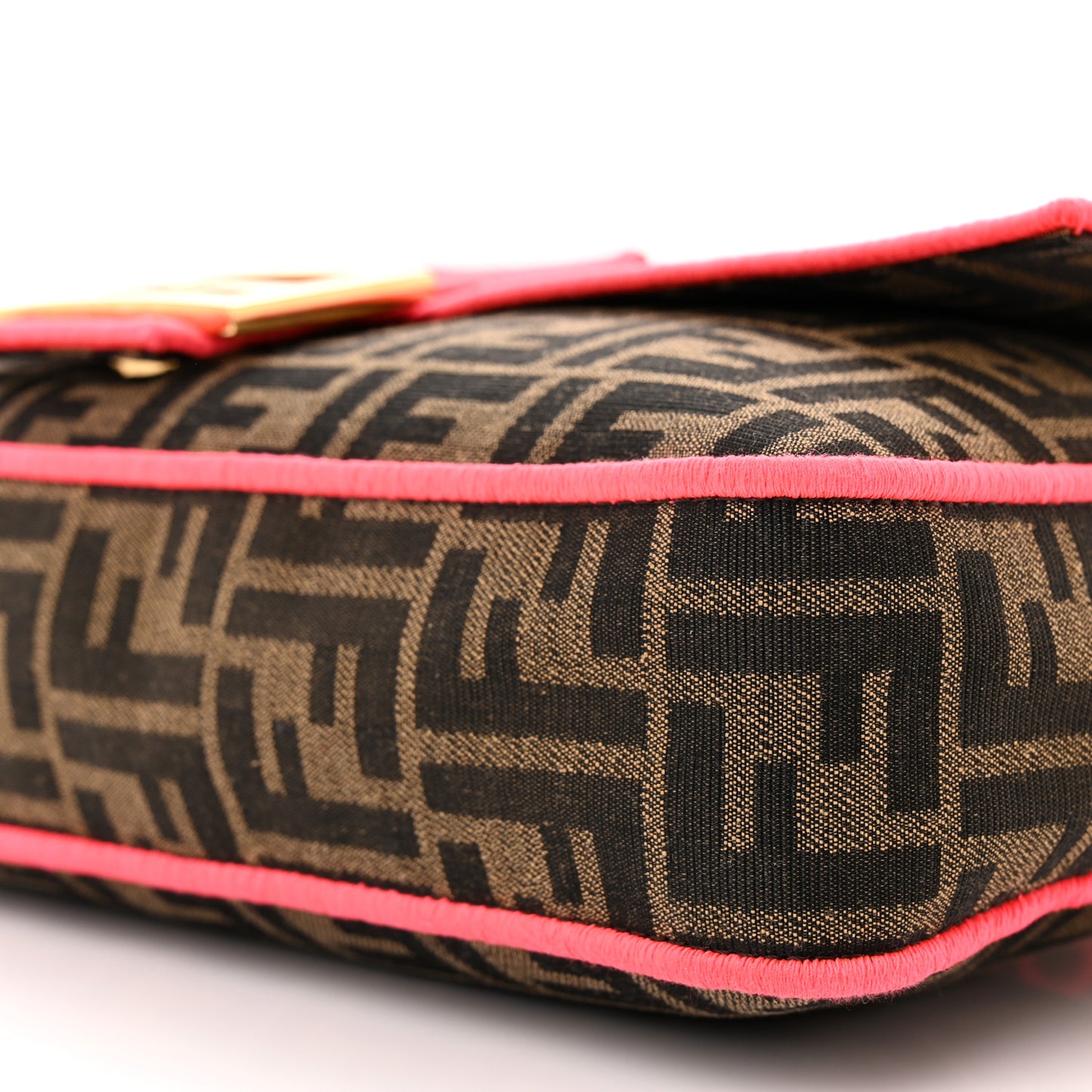 Fabric Jacquard FF 1974 Large Baguette Tobacco Moro Fuxia Fluo