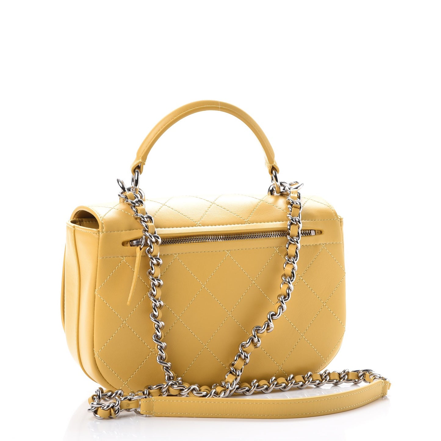 Calfskin Stitched Ring My Bag Flap Crossbody Bag Yellow