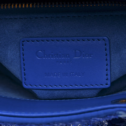 Christian Dior Satin Sequin Beaded Embroidered Mini Lady Dior Blue 6 of 9