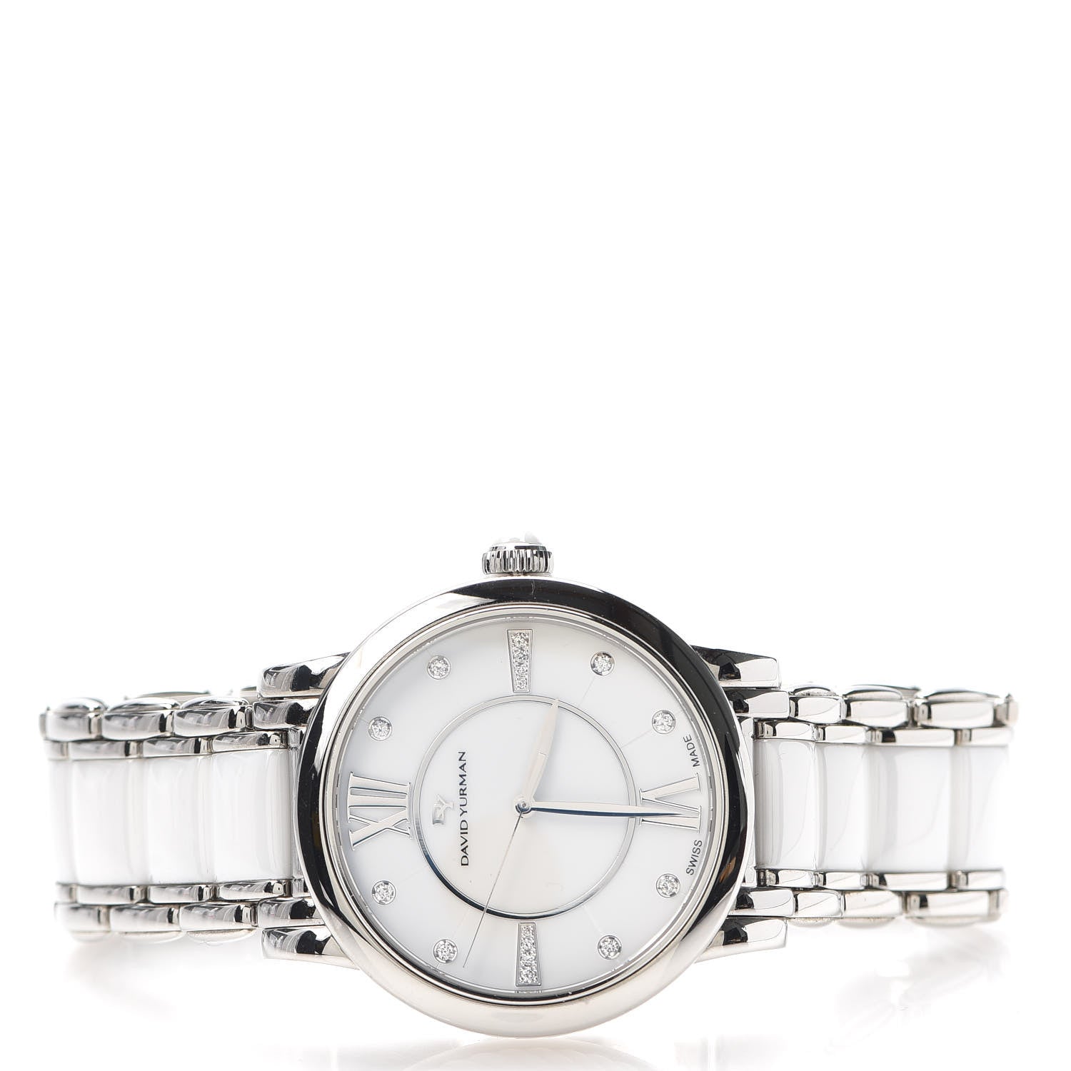 David Yurman Stainless Steel Ceramic Diamond 38mm Classic Quartz Watch White 3 of 6