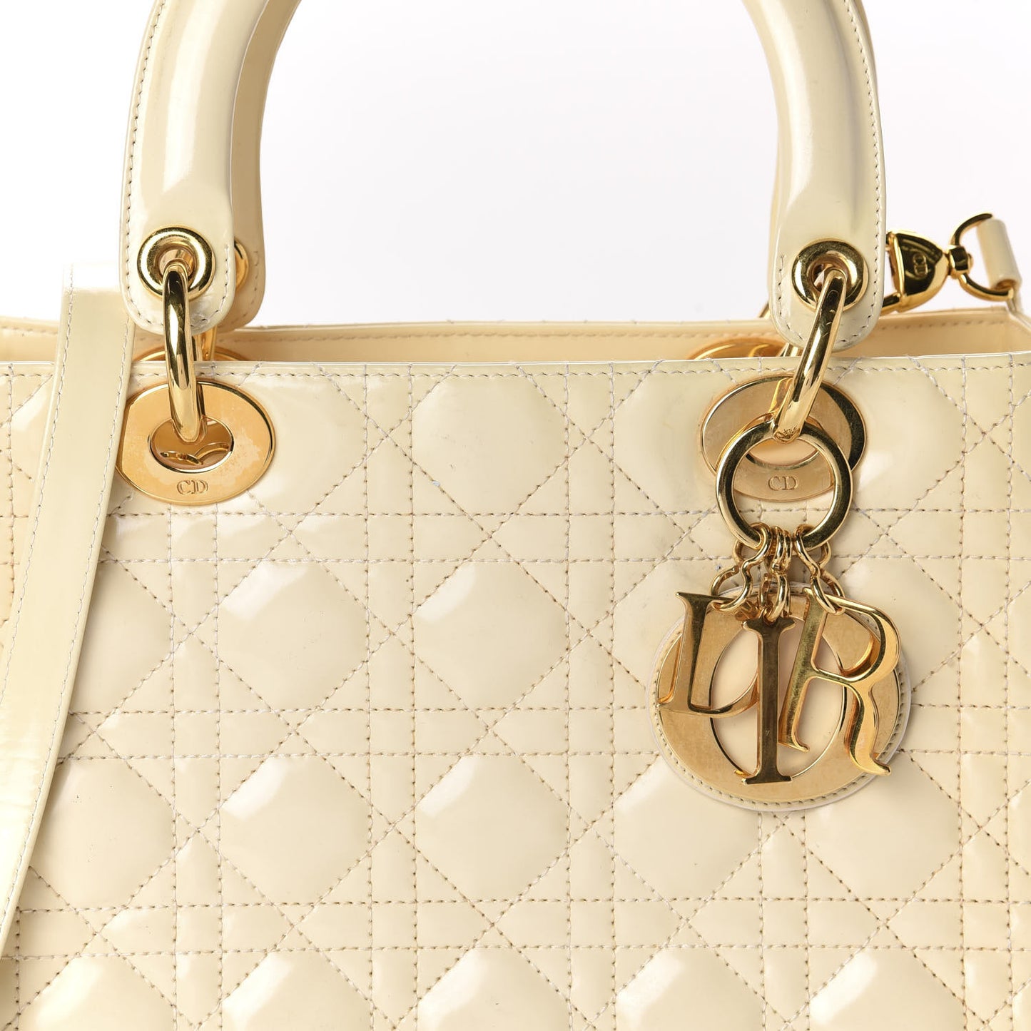 Patent Cannage Medium Lady Dior Ivory