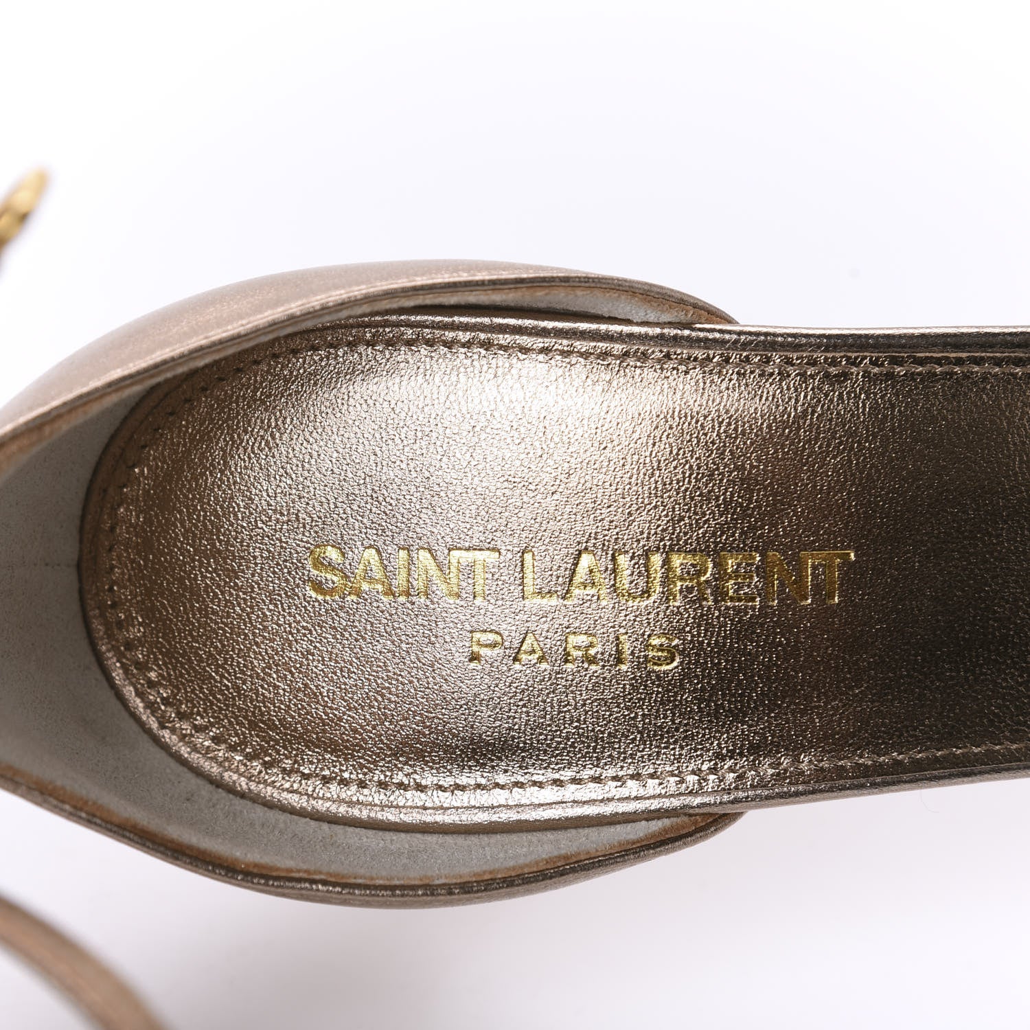Saint Laurent Metallic Calfskin Amber 105 Ankle Strap Sandals 40 Blush 7 of 10