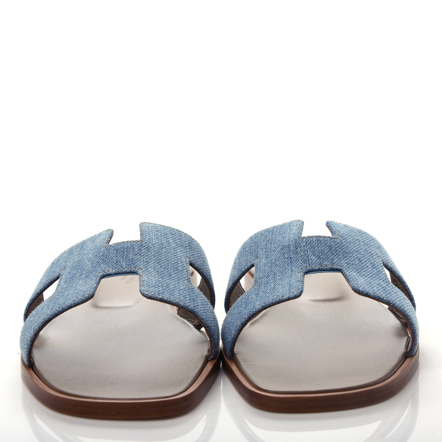 Hermes Denim Canvas Oran Sandals 38.5 Bleu Clair 2 of 10