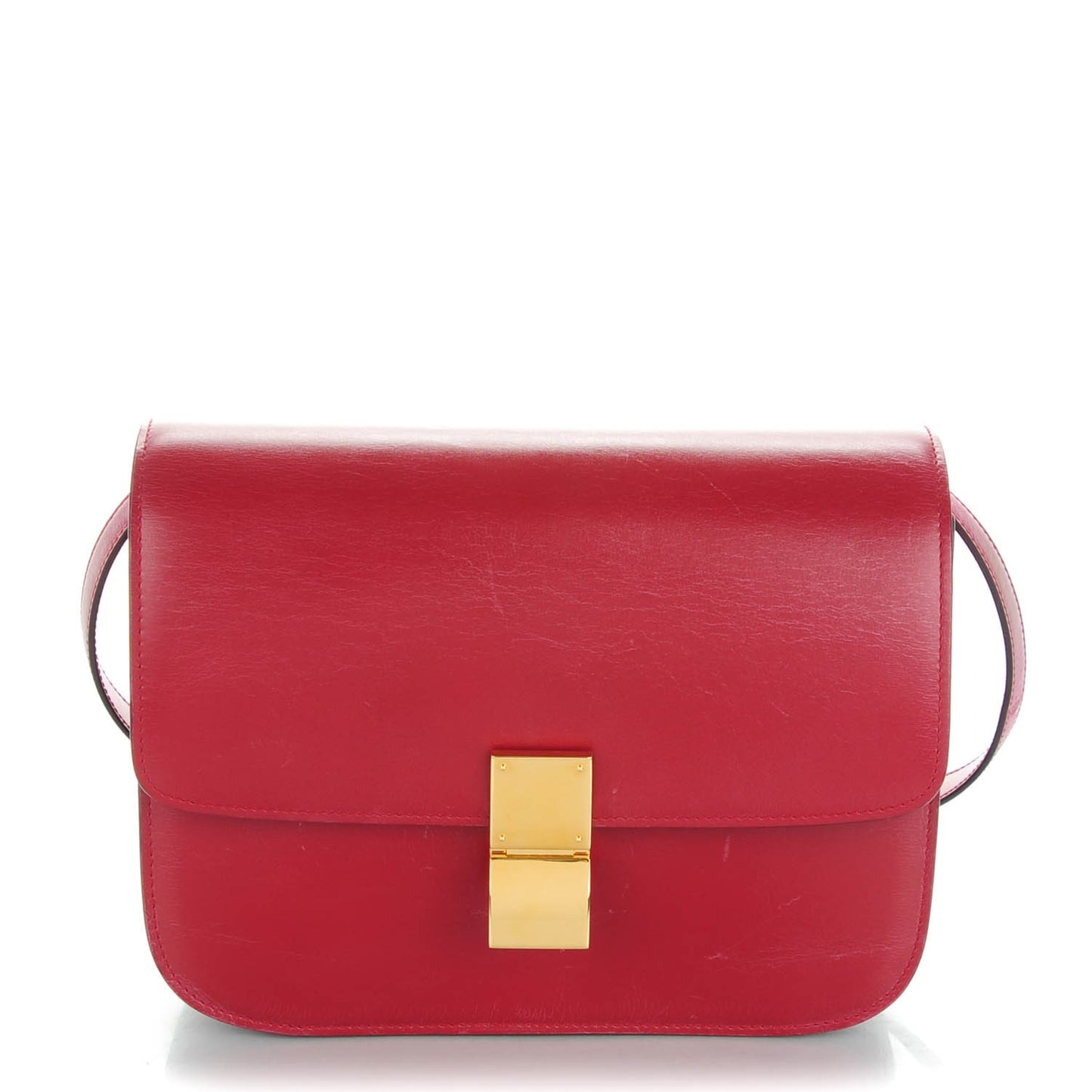 Box Calfskin Medium Classic Box Flap Bag Red