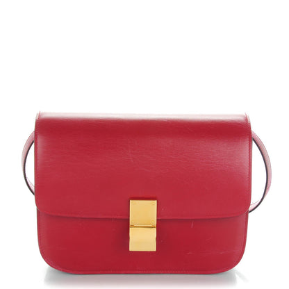 Celine Box Calfskin Medium Classic Box Flap Bag Red 1 of 9