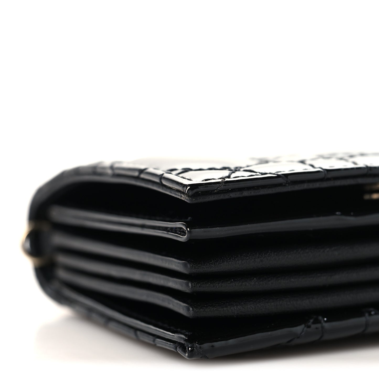 Patent Cannage Mini Pouch on Chain Black