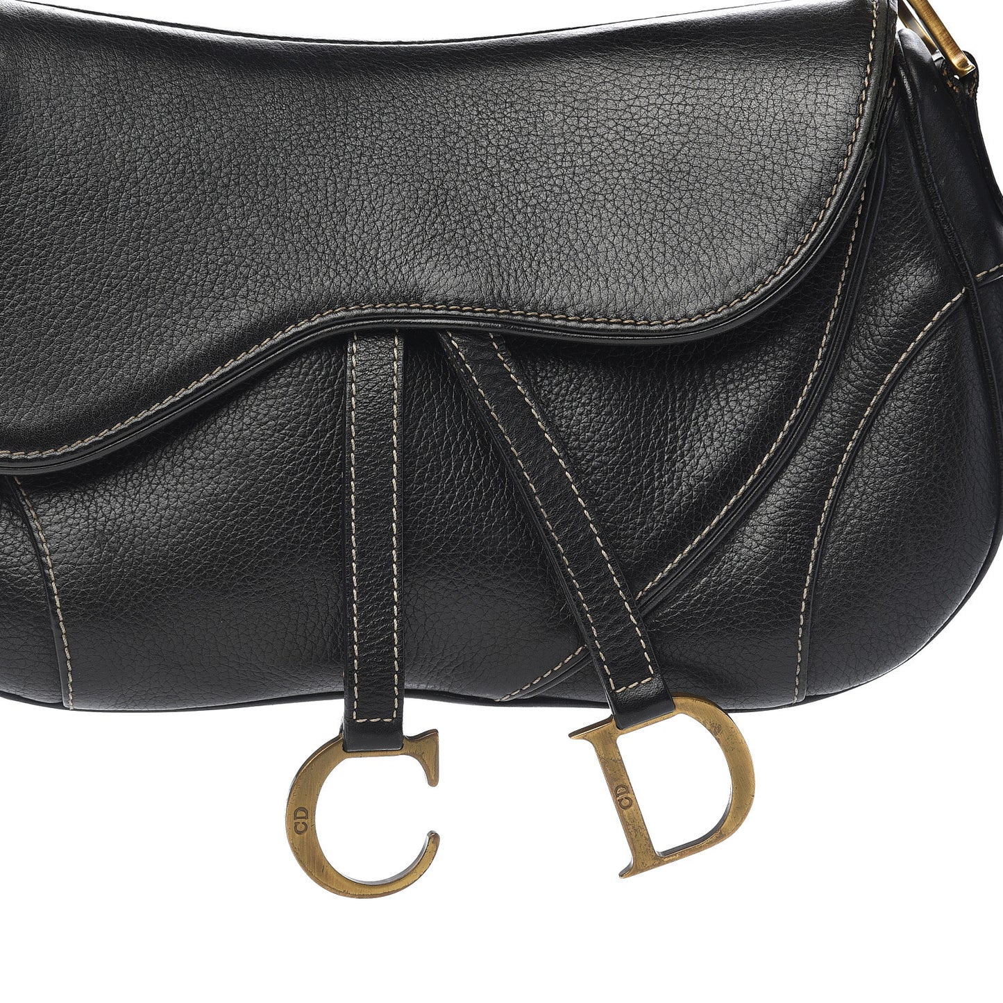 Calfskin Double Saddle Bag Black