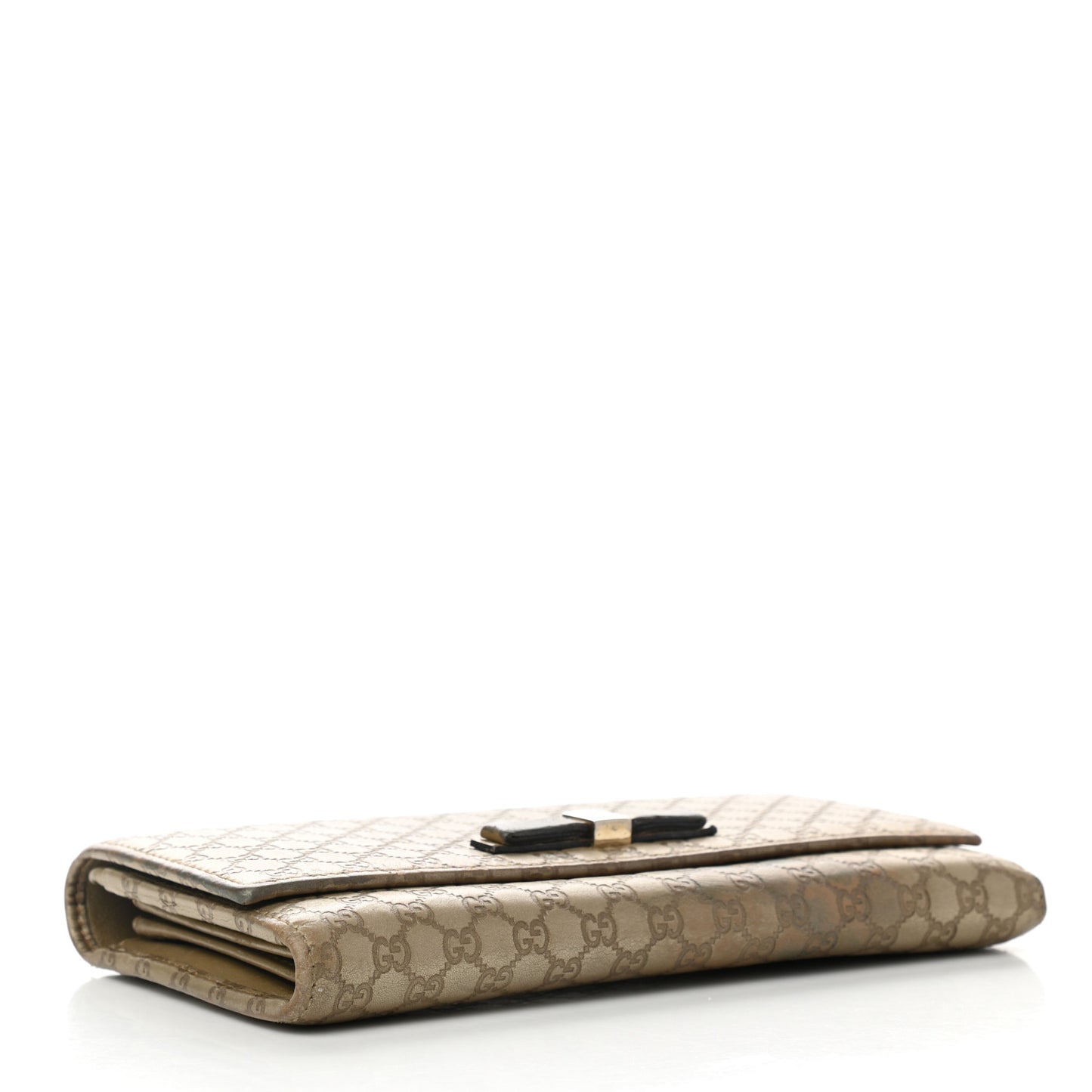 Metallic Microguccissima Bow Continental Wallet Golden Beige