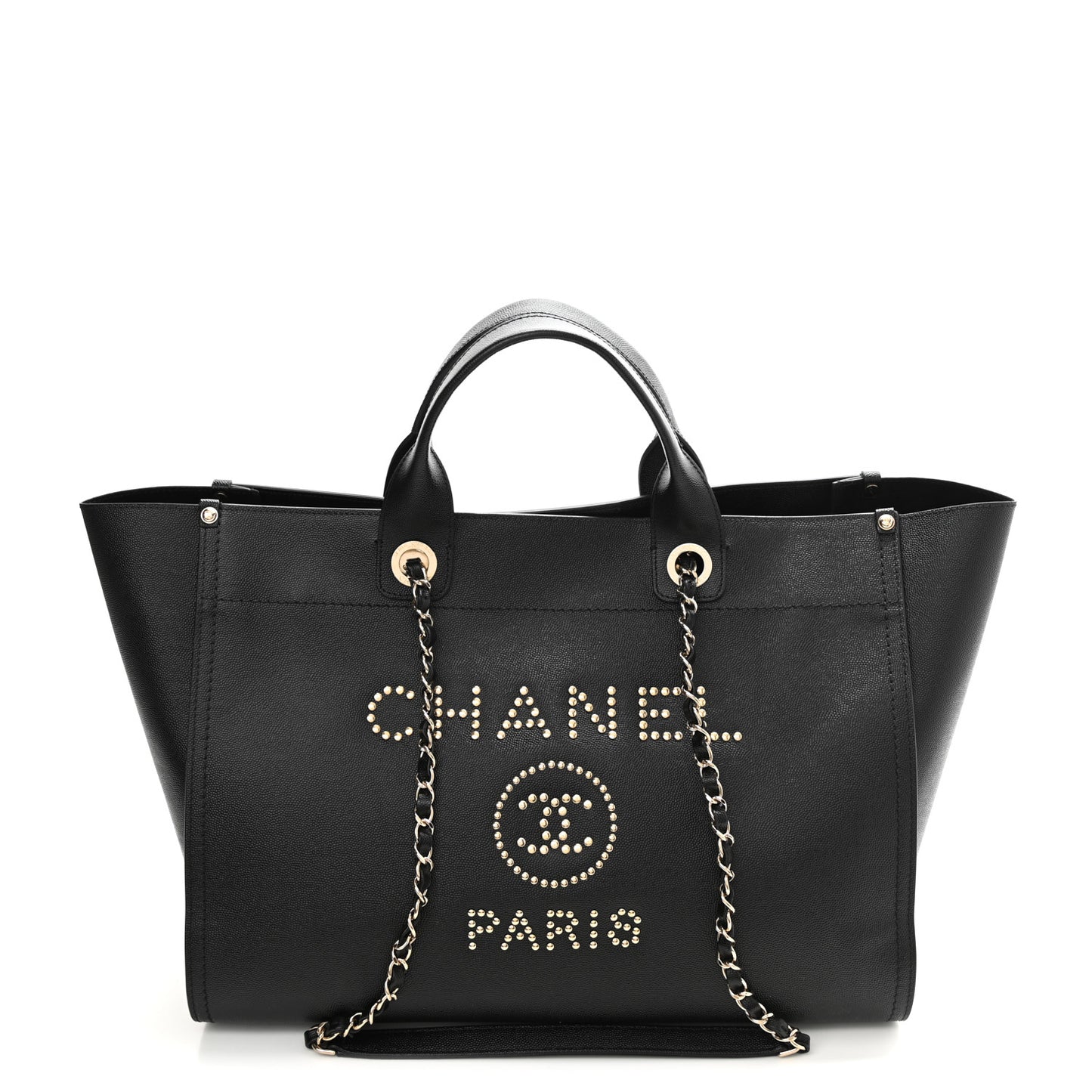 Caviar Large Studded Deauville Tote Black