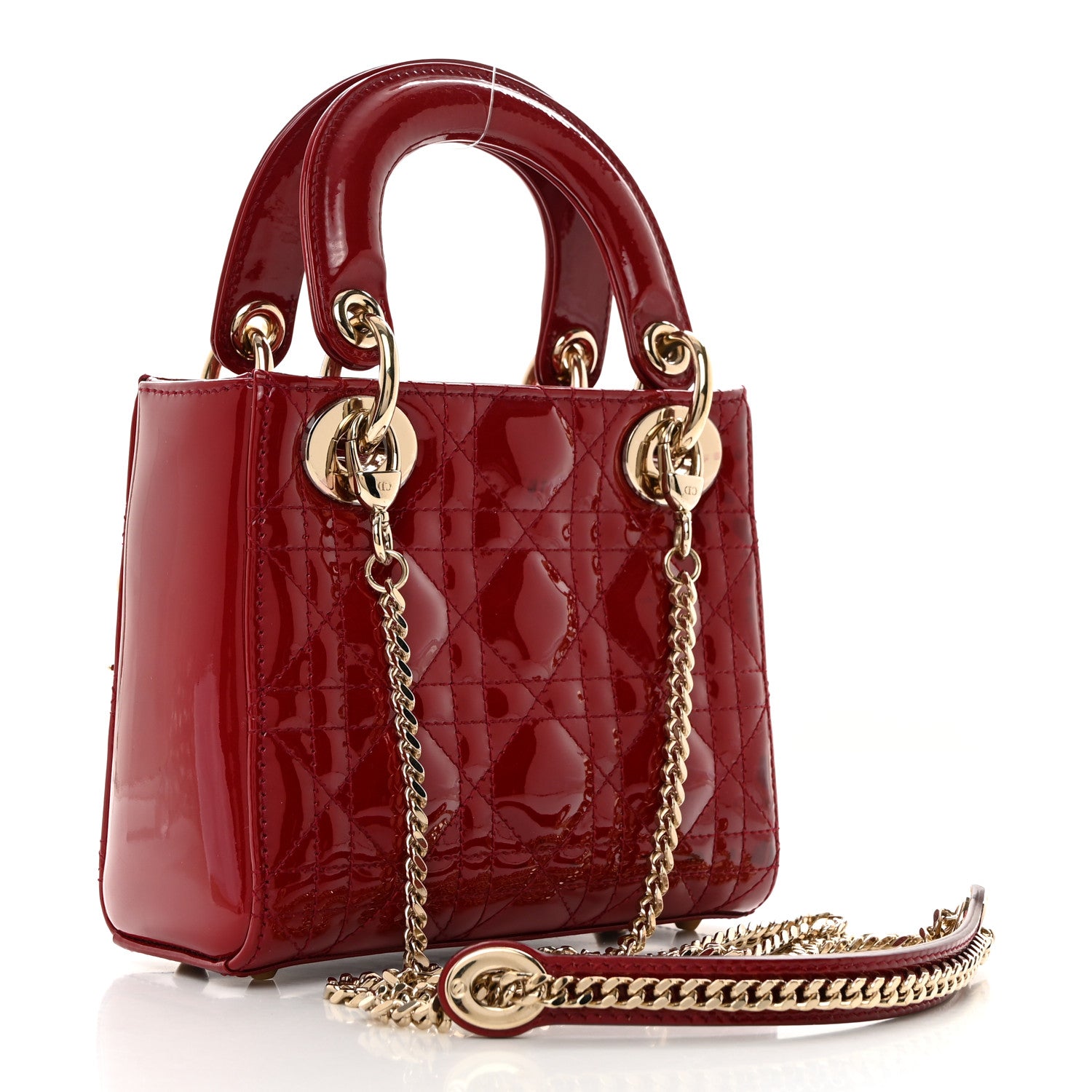 Christian Dior Patent Cannage Mini Lady Dior Red 3 of 10