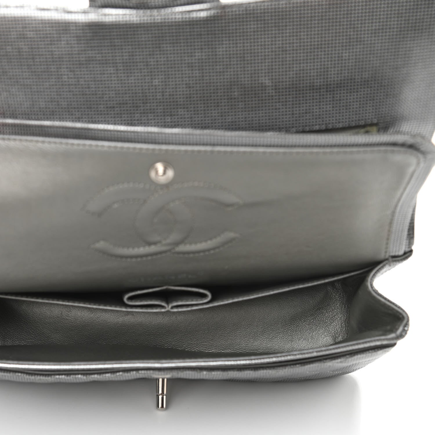 Chanel Calfskin Metallic Pixel Effect Medium Double Flap Silver 5 of 12