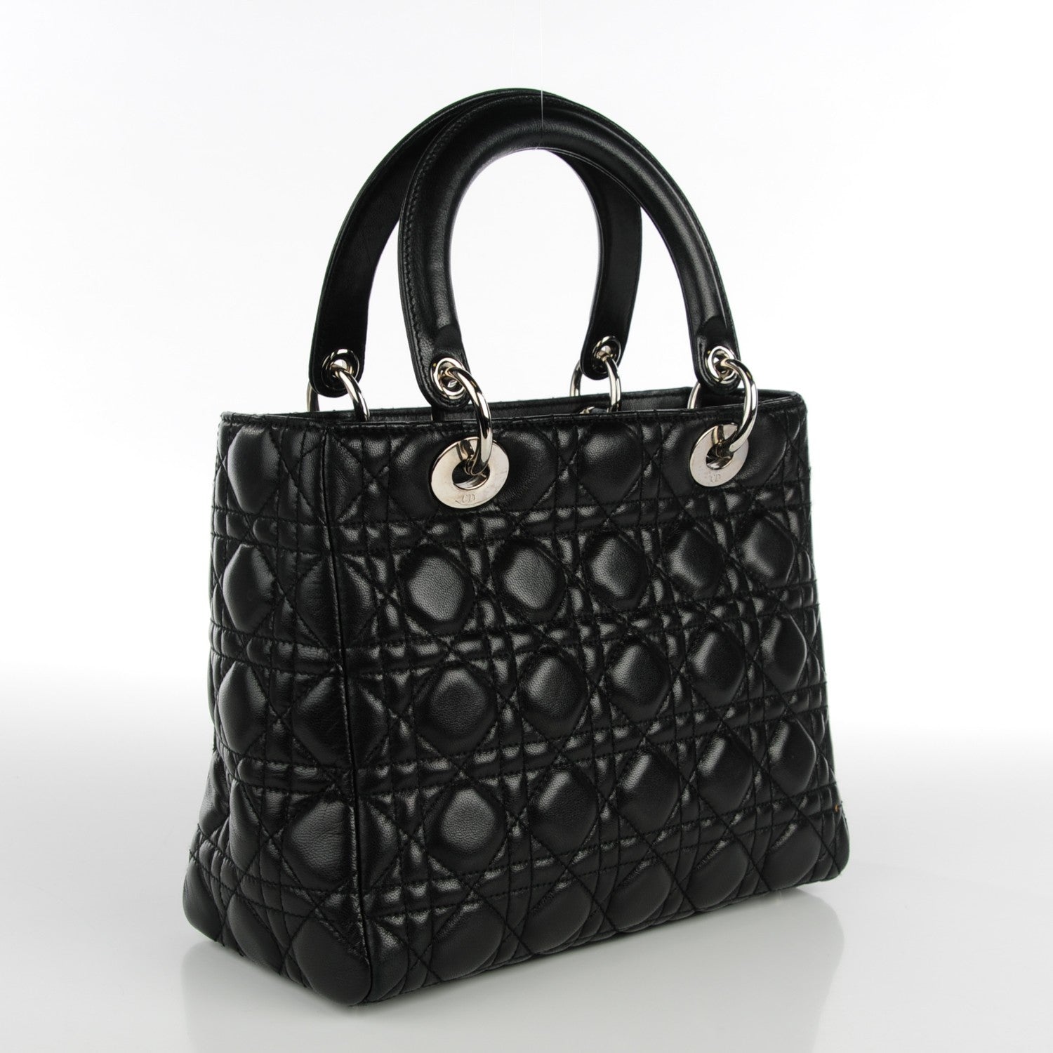 Christian Dior Lambskin Cannage Medium Lady Dior Black 3 of 7