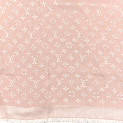 Louis Vuitton Wool Silk Monogram Shawl Pink 4 of 4