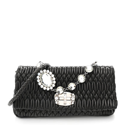 Miu Miu Nappa Matelasse Crystal Flap Clutch Black 1 of 10