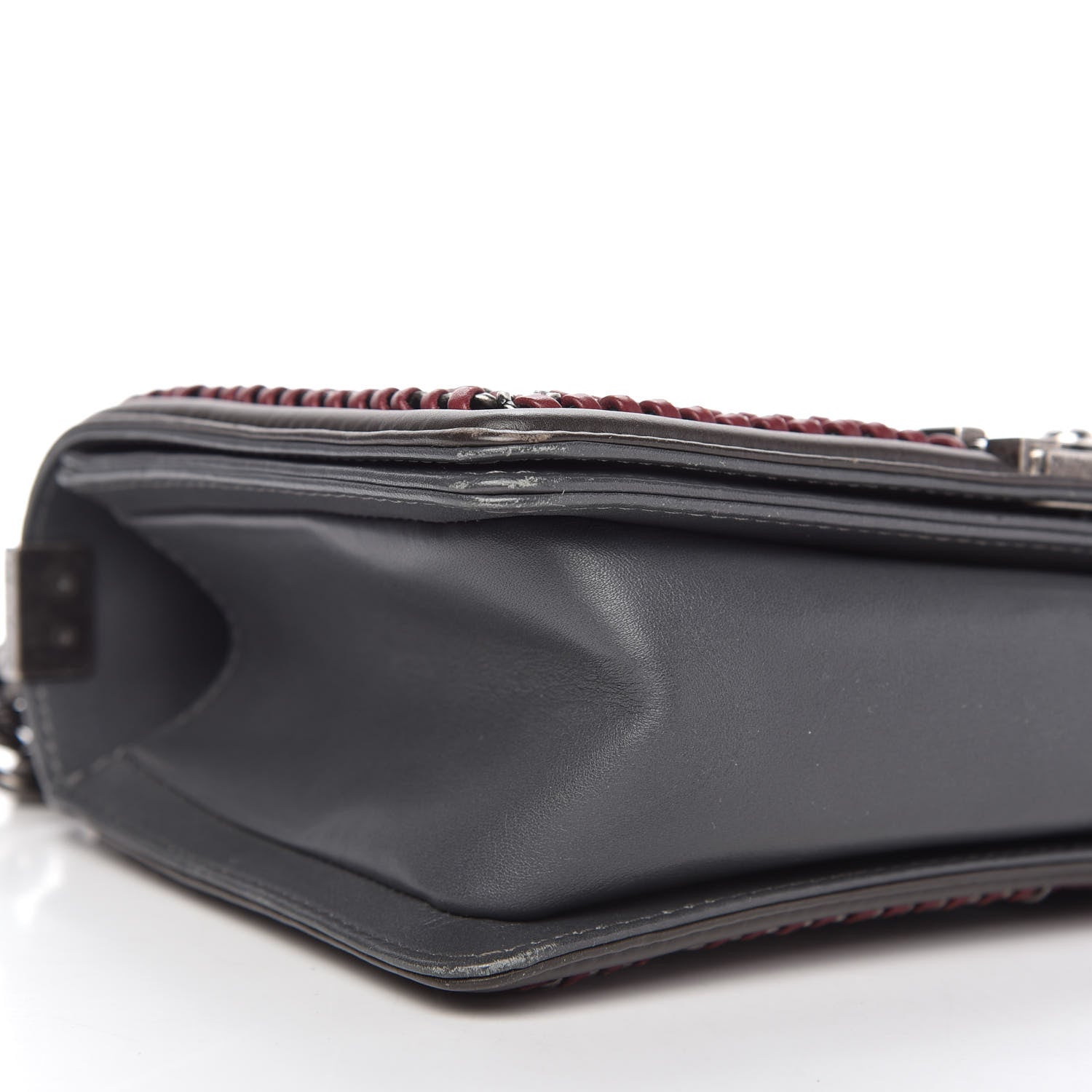 Chanel Calfskin Quilted Medium Boy Top Handle Flap Grey 6 of 10