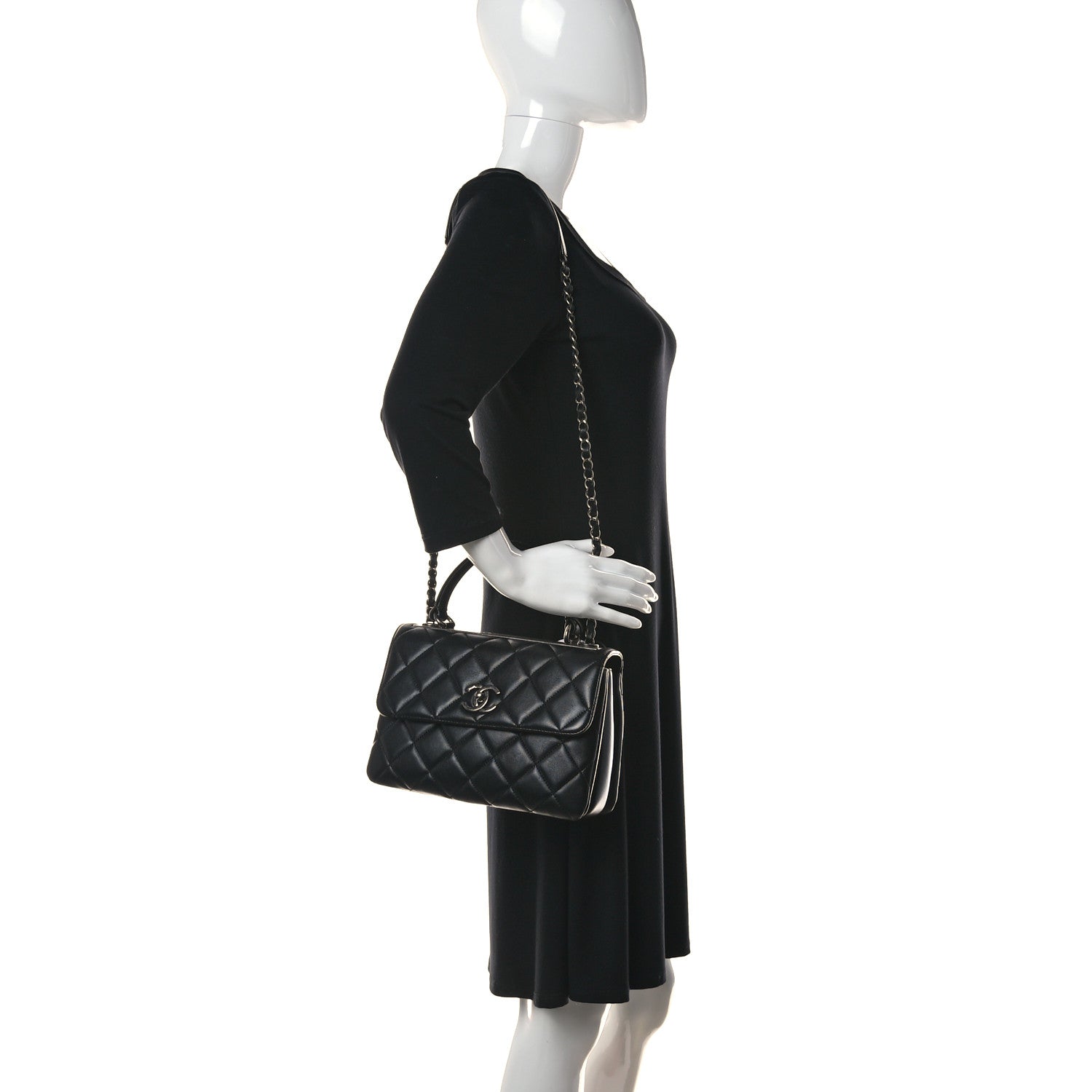 Chanel Lambskin Quilted Small Trendy CC Dual Handle Flap Bag Black 2 of 9
