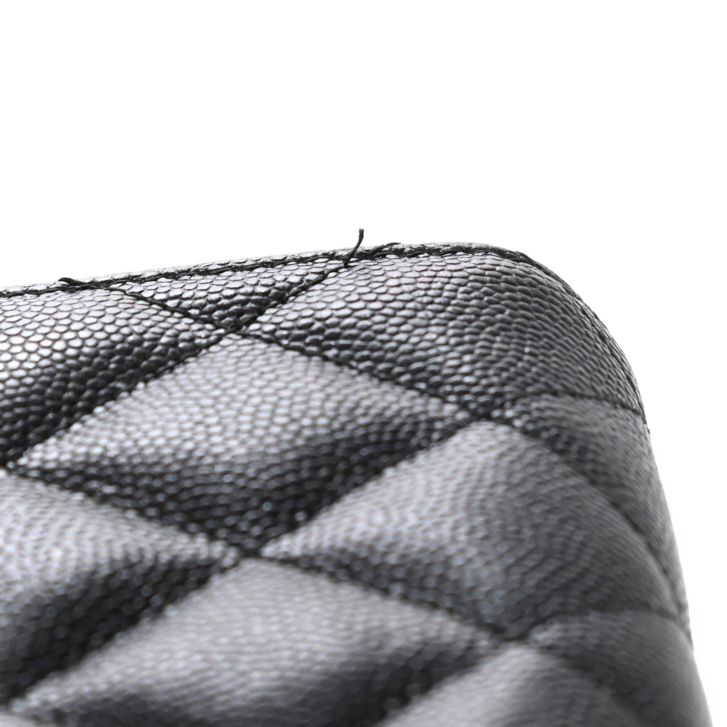 Iridescent Caviar Quilted Large Gusset Flap Wallet Black