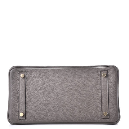 Hermes Taurillon Clemence Birkin 30 Etain 12 of 37