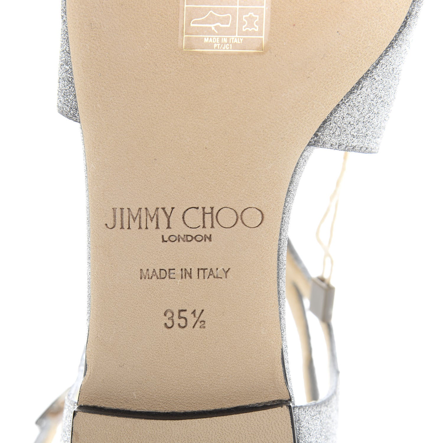 Jimmy Choo Glitter Calfskin Lancer Flats 35.5 Silver 7 of 8