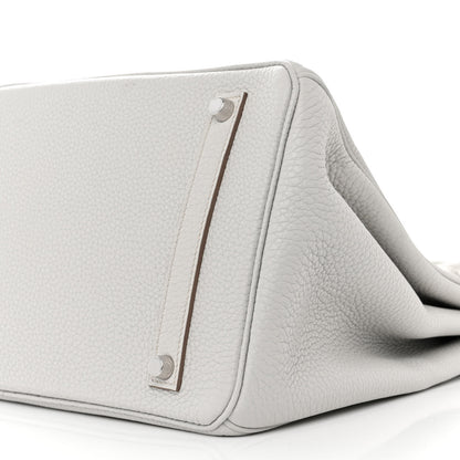 Hermes Taurillon Clemence Lizard Club Birkin 35 Gris Perle White Mykonos 11 of 11