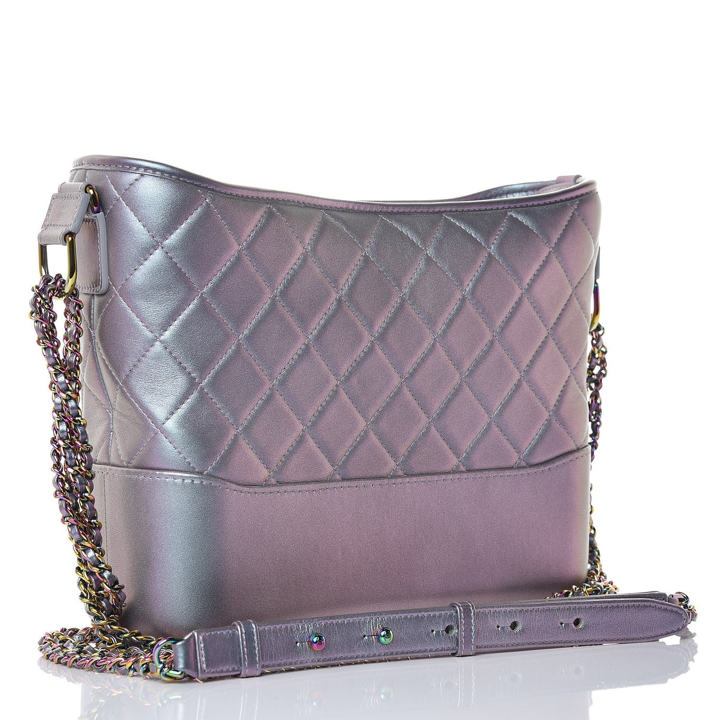 Iridescent Lambskin Calfskin Quilted Medium Gabrielle Hobo Light Purple