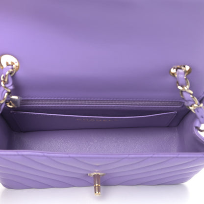 Chanel Lambskin Chevron Quilted Mini Rectangular Flap Purple 4 of 4